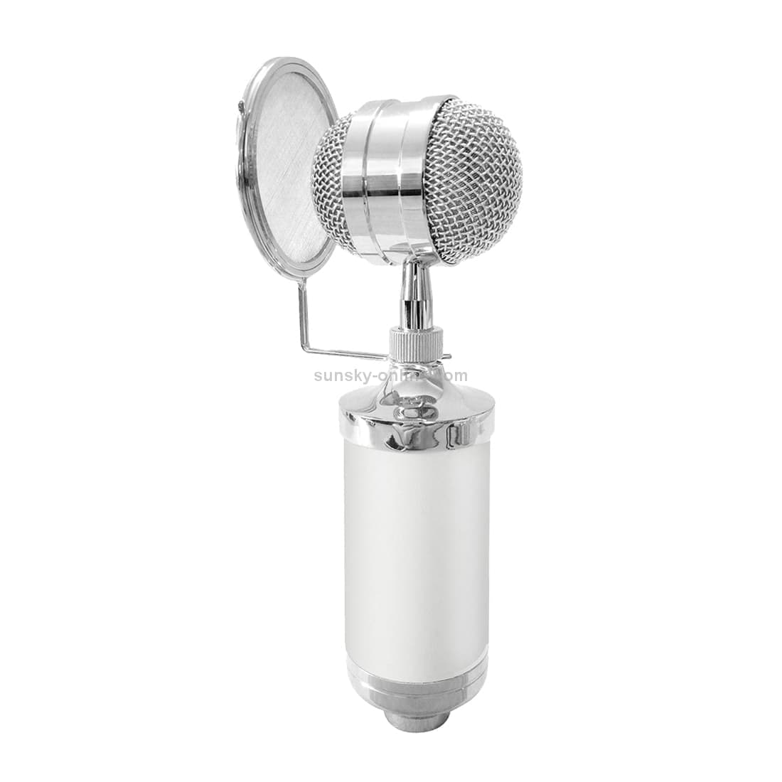 3000 Home KTV Mic Condenser Sound Recording Microphone with Shock Mount & Pop Filter for PC & Laptop, 3.5mm Earphone Port, Cable Length: 2.5m (White)
