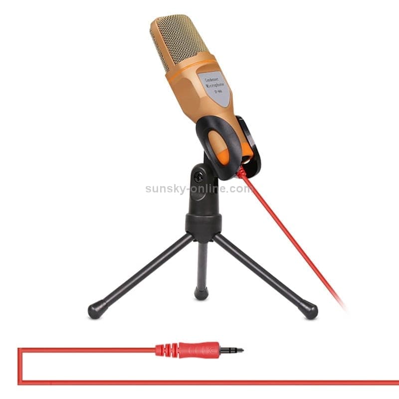 Yanmai SF666 Professional Condenser Sound Recording Microphone with Tripod Holder, Cable Length: 1.3m, Compatible with PC and Mac for Live Broadcast Show, KTV, etc. (Gold)