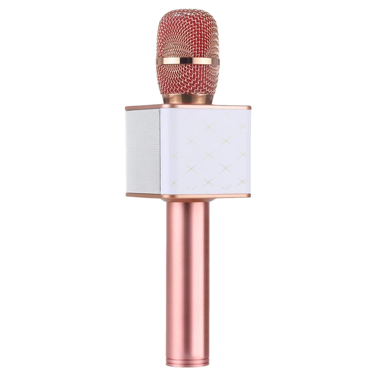 SDRD SD-08 Double Speakers High Sound Quality Handheld KTV Karaoke Recording Bluetooth Wireless Condenser Microphone (Rose Gold)