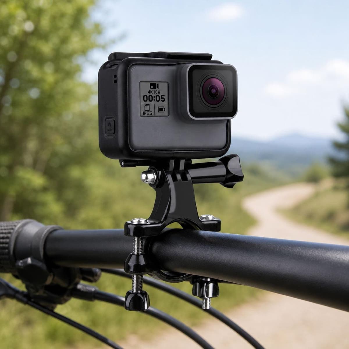 PULUZ Universal Bike Motorcycle Handlebar Mount with Screw for PULUZ Action Sports Cameras Jaws Flex Clamp Mount for GoPro, Insta360, DJI and Other Action Cameras (Black)