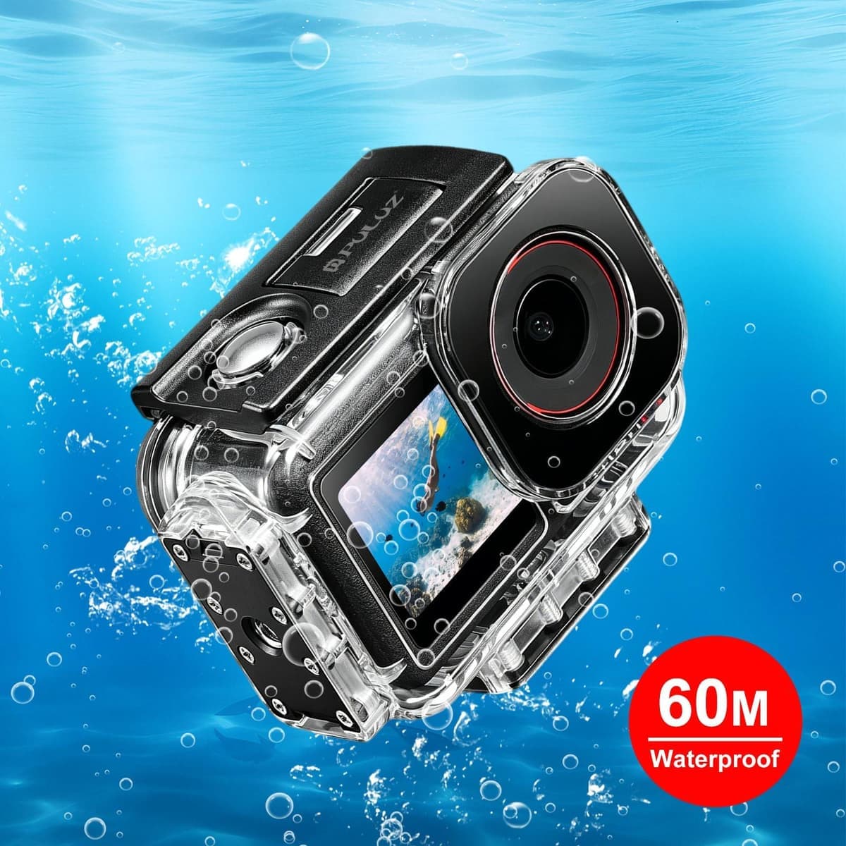 For DJI Action 5 Pro / 4 / 3 PULUZ 60m Waterproof Housing Diving Case Magnetic Quick-release Horizontal-Vertical Cover