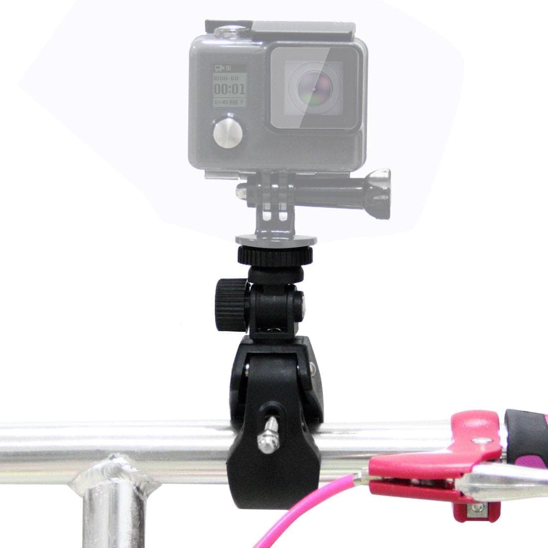 PULUZ Motorcycle Bicycle Handlebar Holder with Tripod Mount & Screw for GoPro, Insta360, DJI and Other Action Cameras (Black)