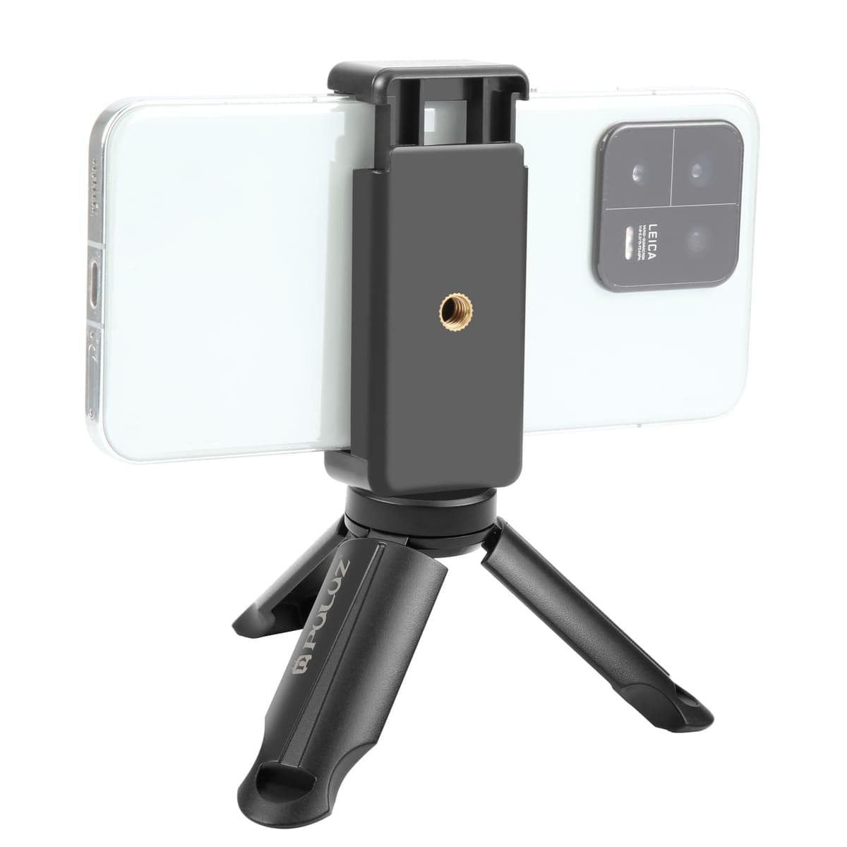 PULUZ Mini Plastic Tripod + Universal Phone Clamp Bracket, For iPhone, Galaxy, Huawei, Xiaomi, Sony, HTC, Google and other Smartphones