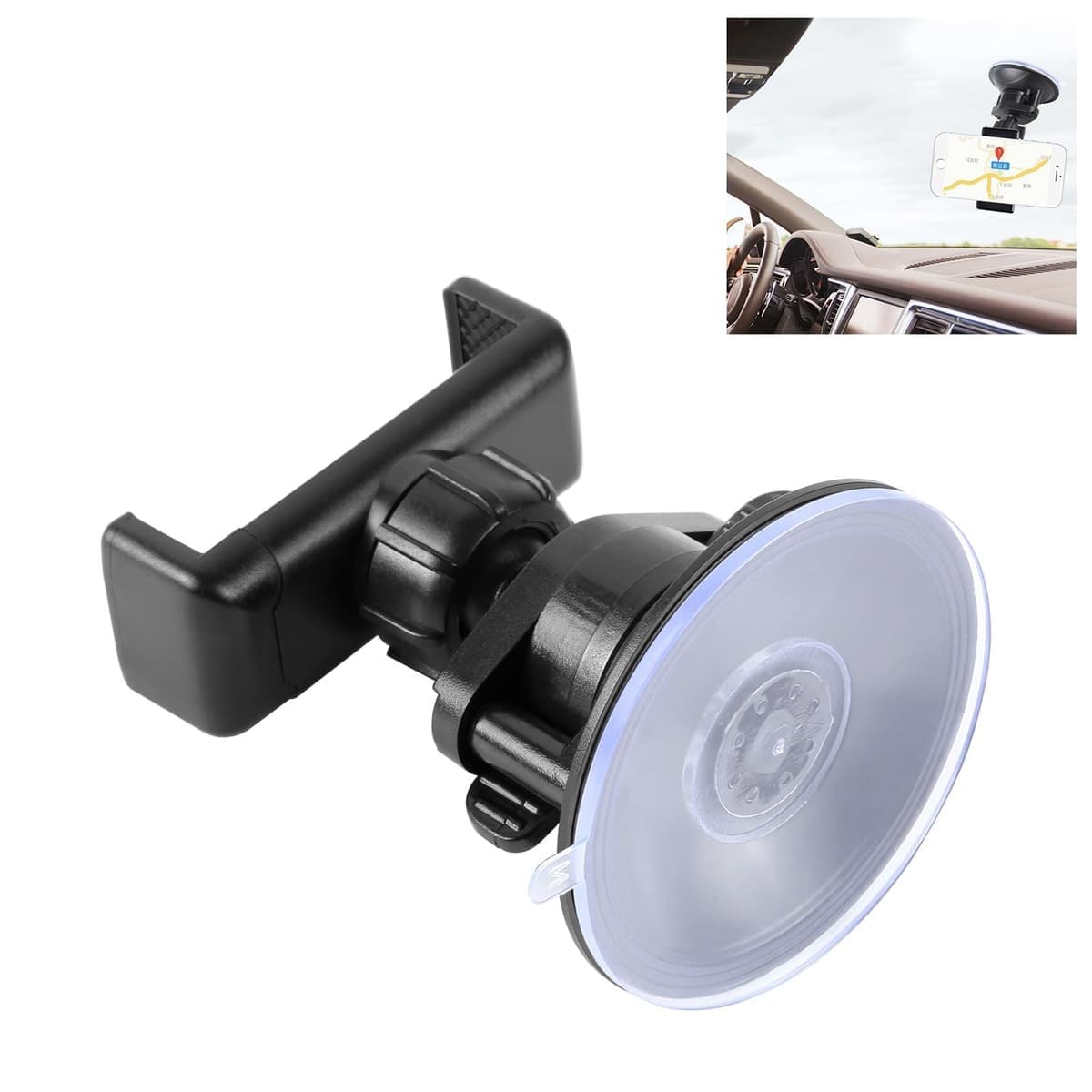 PULUZ 360 Degree Rotating Suction Cup Clamp Holder Bracket For iPhone, Galaxy, Huawei, Xiaomi, Sony, HTC, Google and other Smartphones (Black)