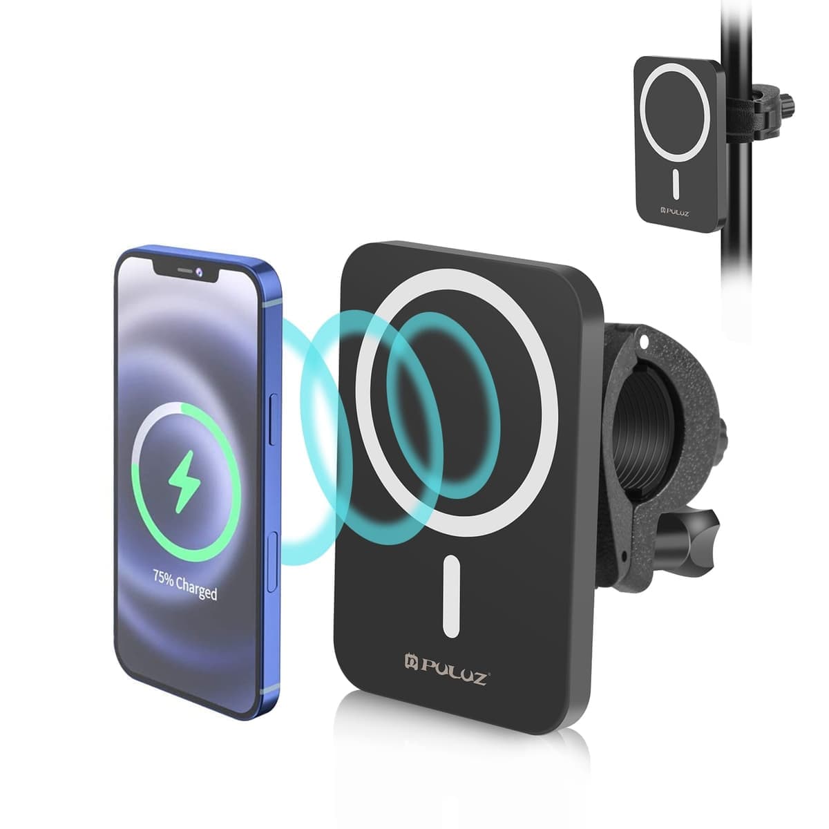 PULUZ 15W Magnetic Qi Wireless Charger Vlogging Phone Clamp Holder (Black)