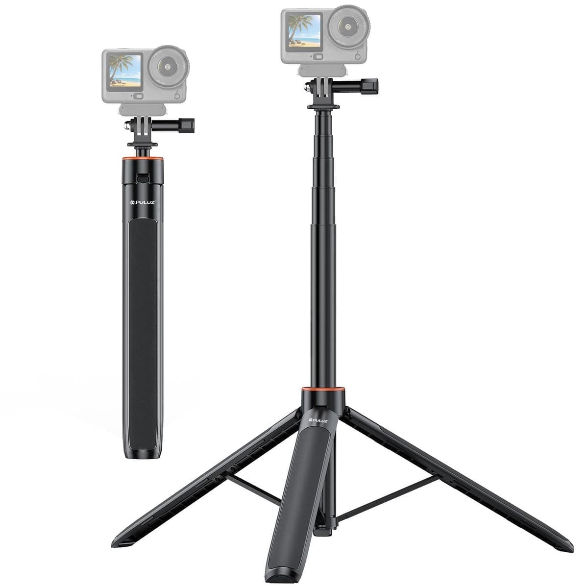 PULUZ 1.4m Action Camera Selfie Stick Tripod Vlog Live Streaming Holder (Black)