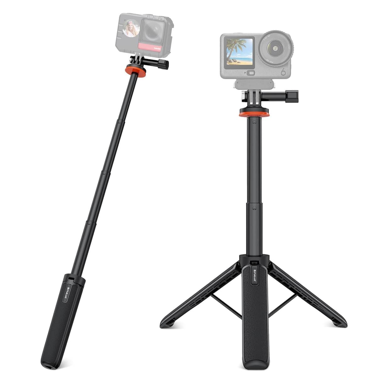 PULUZ Action Camera Extension Tripod Selfie Stick Stand for GoPro (Black)