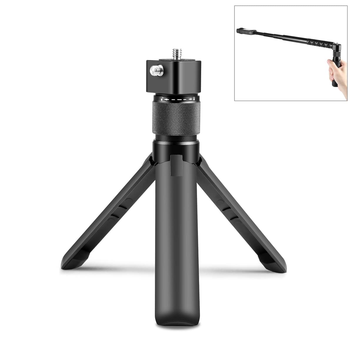 For Insta360 X3 / X4 / X4 Air / X5 / DJI Osmo 360 PULUZ Rotary Handle Desktop Tripod Stand (Black)