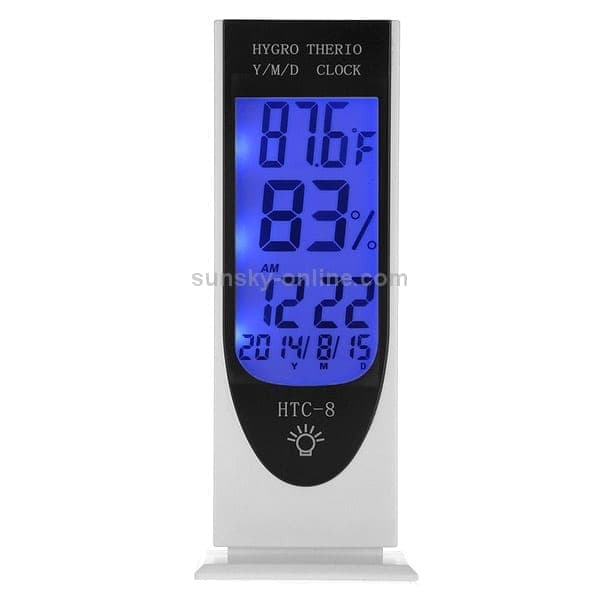 HTC-8 Luminous LCD Digital LED Night Light Thermometer Backlight Hygrometer Humidity Meter, with Alarm / Date / Clock / Calendar
