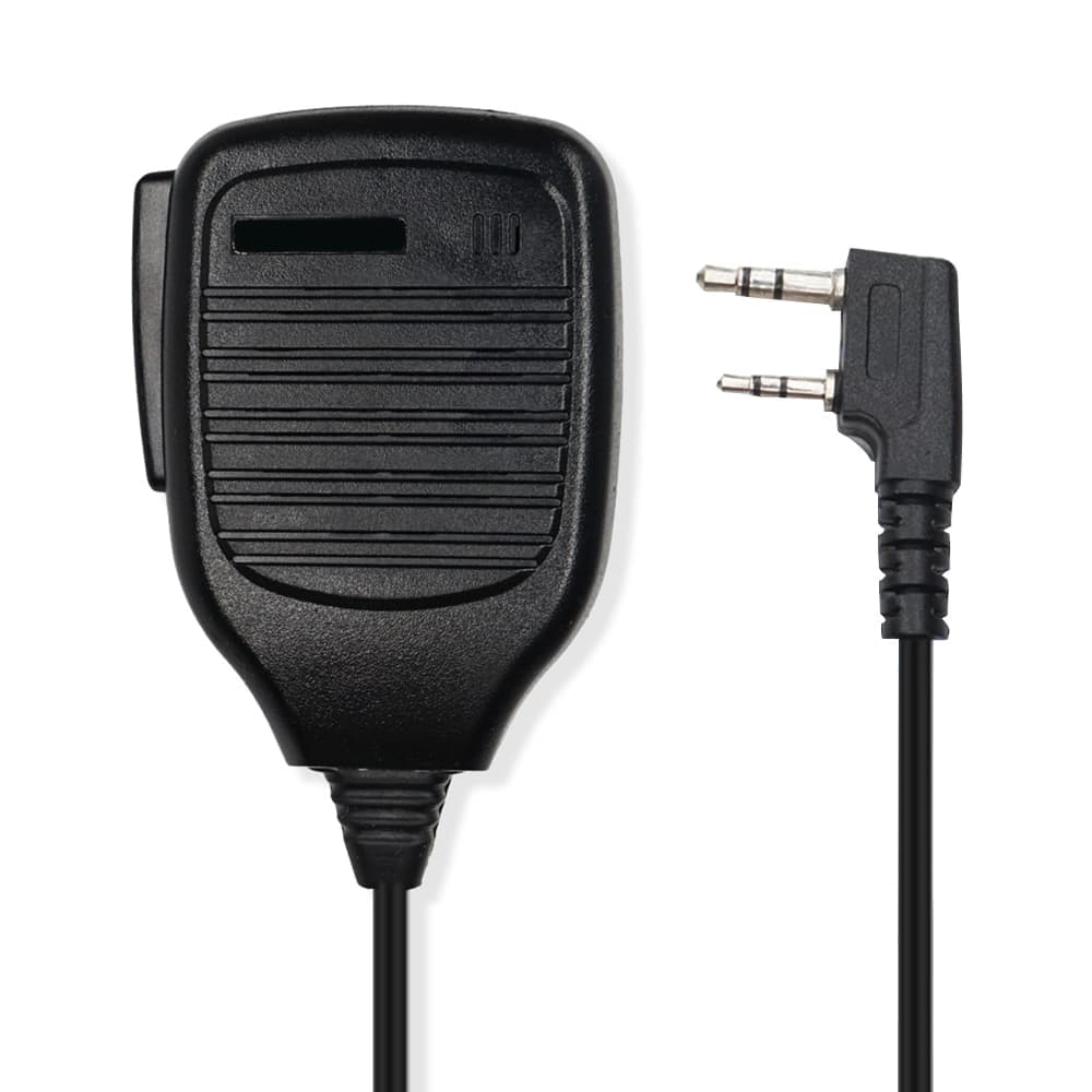 Clip-on Speaker Microphone for Walkie Talkies, 3.5mm + 2.5mm Earphone + Mic Plug (Black)