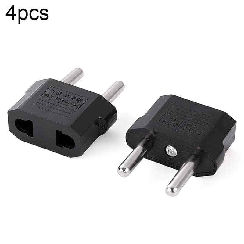 4pcs US to EU Plug Charger Adapter, Travel Power Adapter with Europe Socket Plug (Black)