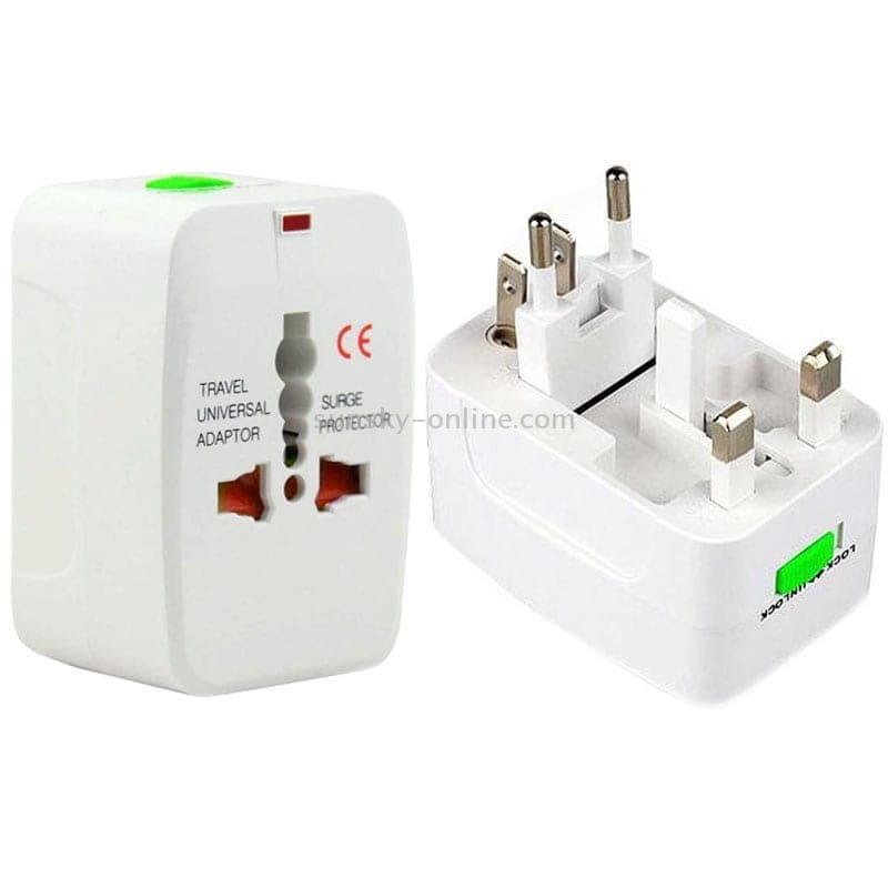 Plug Adapter, Universal EU US UK AU Travel AC Power Adaptor Plug (White)