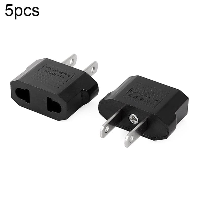 5pcs EU Plug to US Plug Charger Adapter, Travel Power Adaptor with United States Socket Plug (Black)
