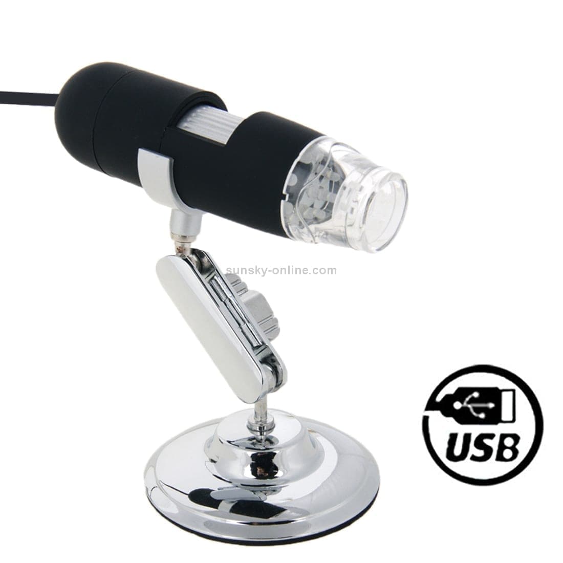 1.3 Mega Pixels 500X USB 2.0 Digital Microscope with 8 LED (Black)