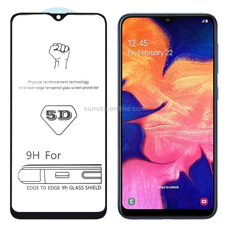 9H 5D Full Glue Full Screen Tempered Glass Film for Galaxy A10 / M10