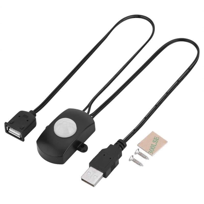 DC 5V/12V/24V USB Body Infrared PIR Motion Sensor Switch Human Motion Sensor Detector Switch For LED Light Strip (Black)
