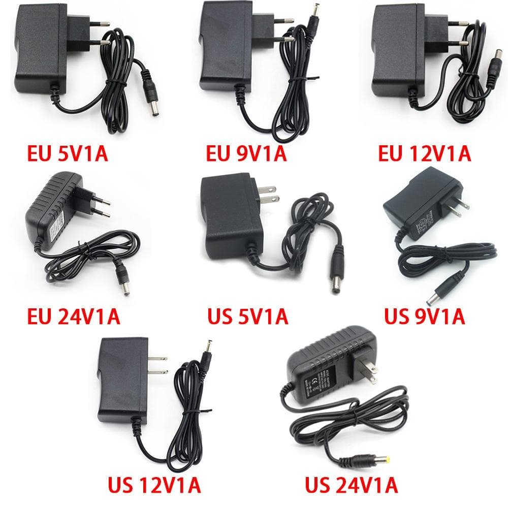 100-240V AC to DC Power Charger Adapter 5V 9V 12V 24V 1A 5.5mmx2.5mm (24V 1A EU Plug)