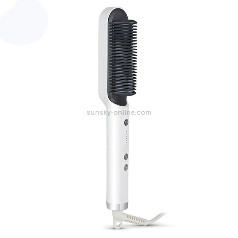 K-SKIN KD380 Hair Straightener Electric Straight Hair Curler Comb Brush PTC Heating Ceramic Straight Hair Brush, UK Plug (White)