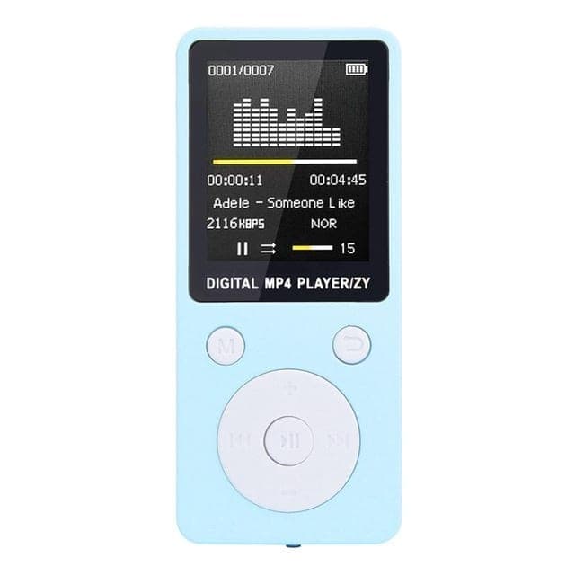 Portable MP4 Lossless Sound Music Player FM Recorder Walkman Player Mini Support Music, Radio, Recording, MP3, TF Card, No Memory (Blue)