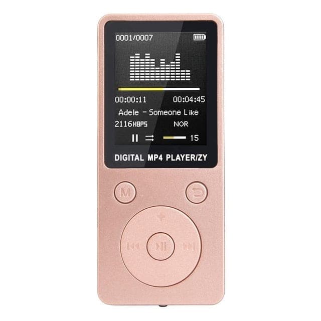 Portable MP4 Lossless Sound Music Player FM Recorder Walkman Player Mini Support Music, Radio, Recording, MP3, TF Card, No Memory (Pink)