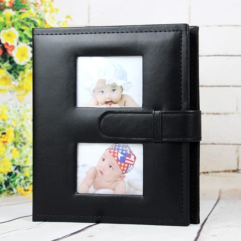 6 inch PU Leather Family Daily Photo Album with Creative Pocket (Black)