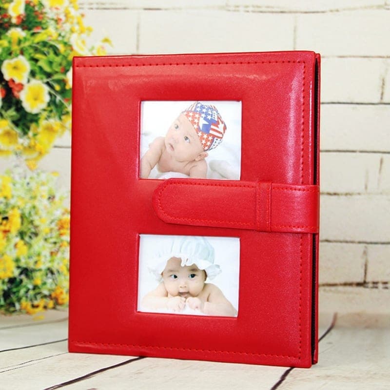 6 inch PU Leather Family Daily Photo Album with Creative Pocket (Red)