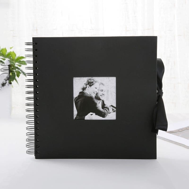 10 inch DIY Scrapbook Valentines Day Gifts Wedding Guest Book Craft Paper Anniversary Travel Memory Scrapbooking Photo Album (Black)