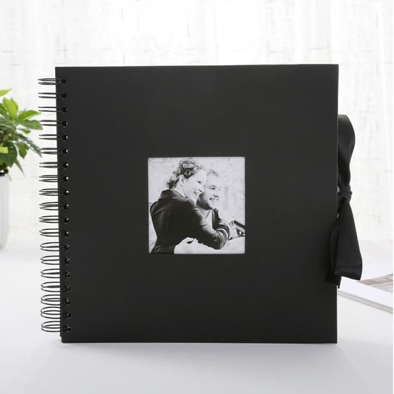 12 inch DIY Scrapbook Valentines Day Gifts Wedding Guest Book Craft Paper Anniversary Travel Memory Scrapbooking Photo Album (Black)