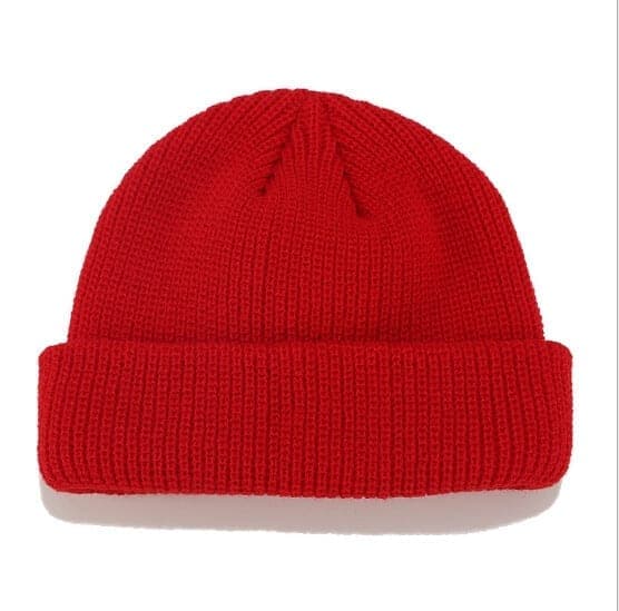 Solid Colors Short Winter Knit Skullcap for Men / Women, Size:M(56-58cm) (Red)