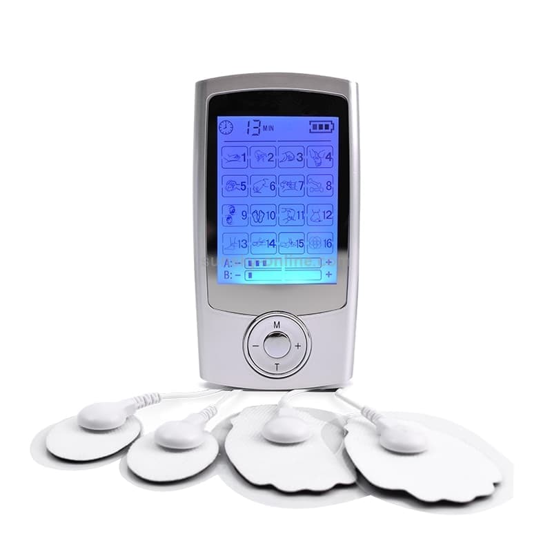 16 Mode Digital Electronic Pulse Massager Muscle Stimulator Pain Relief Machine (Silver)
