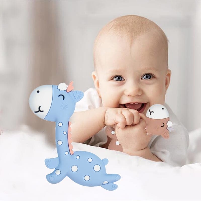 Cartoon Fawn Baby Teether Training Bite Molar Rod Silicone Toy Mother and Baby Supplies (Blue)