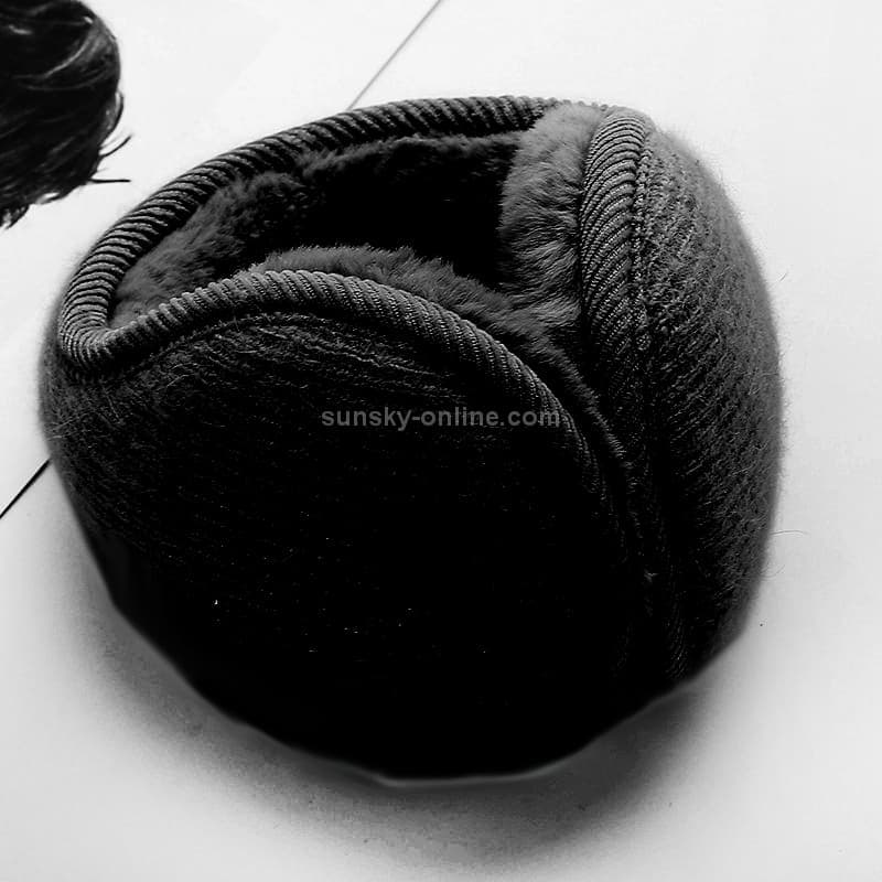Winter Men and Women Riding Ear Covering Rabbit Fur Plush Knitted Warm Earmuffs Ear Protection Hat (Black)