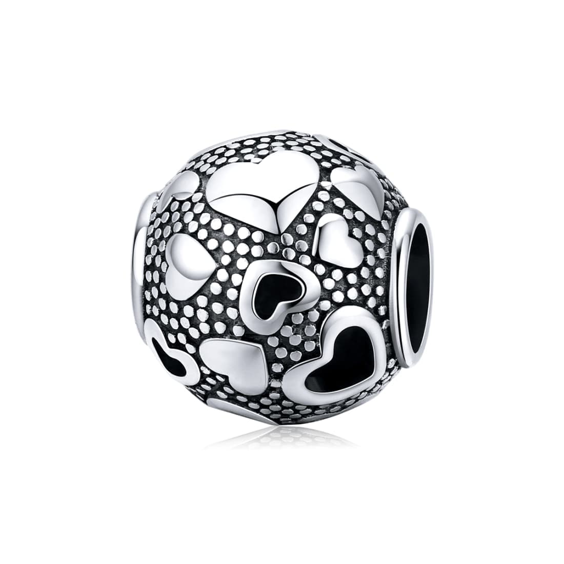 Vintage Love Beaded Sterling Silver S925 Round Beads DIY Bracelet Jewelry Accessories