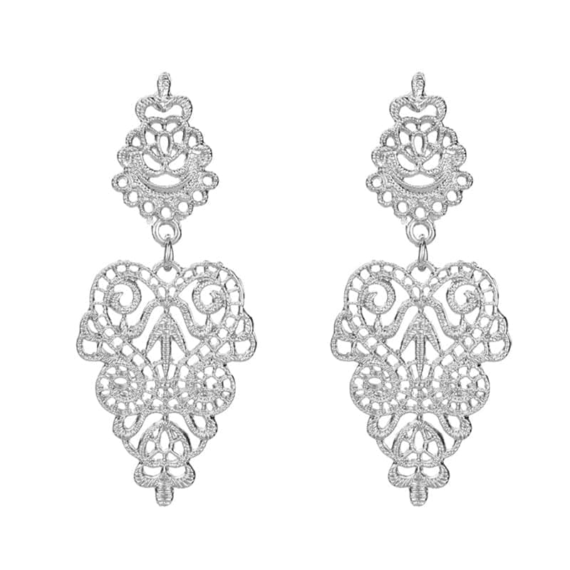 Bohemian Wild Pendants Drop Earrings (Silver)
