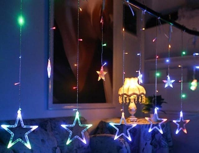 220V EU Plug LED Star Light Christmas lights Indoor/Outdoor Decorative Love Curtains Lamp For Holiday Wedding Party lighting