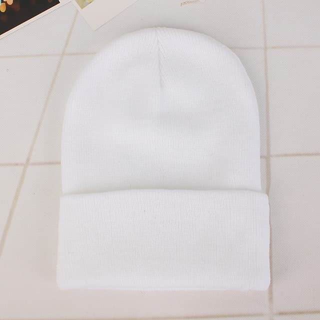 Simple Solid Color Warm Pullover Knit Cap for Men / Women (White)