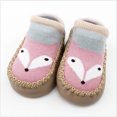 Fashion Baby Socks With Rubber Soles Infant Sock Newborn Autumn Winter Children Floor Socks Shoes Anti Slip Soft Sole Sock(6S03 Pink)