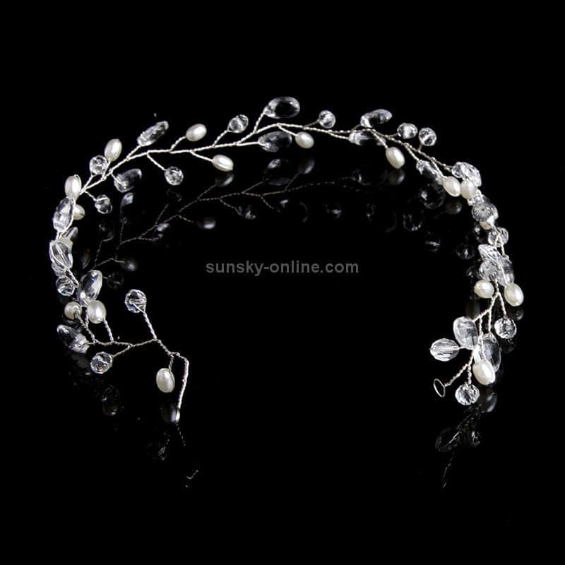 Fashion Leaves Bridal Hair Accessories Handmade Crystal Hair Jewelry Wedding Headband Headpiece for Women (Silver)