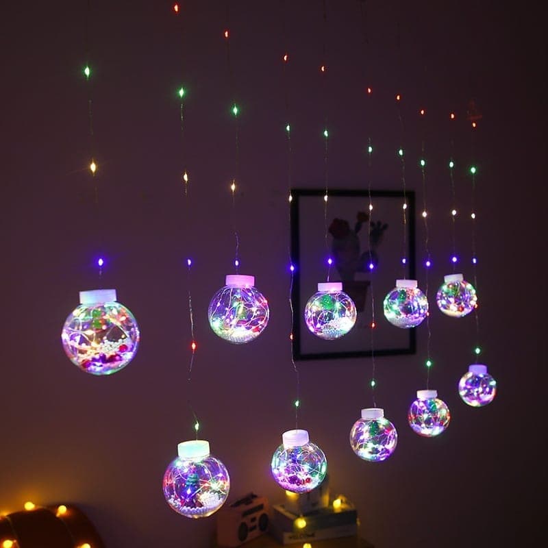 LED Copper Wire Curtain Light Wishing Ball Christmas Decoration String Lights, Random Style Delivery, Plug Type:EU Plug