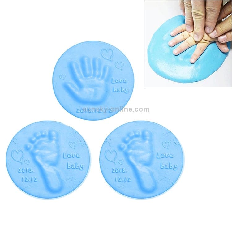 10 PCS Baby Care Air Dry Soft Clay Baby Hand and Foot Inkpad (Blue)