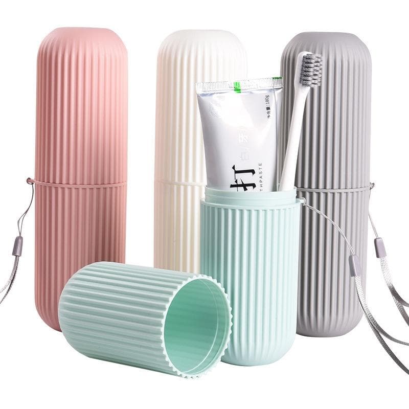 1pc Simple Travel Washing Cup Portable Toothbrush Storage Box Multifunctional Brushing Cup (Gray)