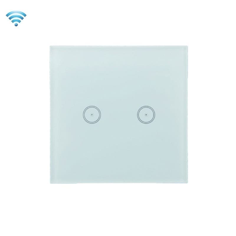 Wifi Wall Touch Panel Switch Voice Control Mobile Phone Remote Control, Model: White 2 Gang