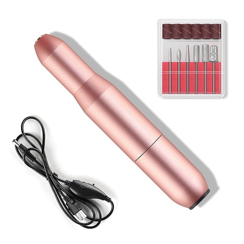 Usb Nail Polisher Portable Pen Type Electric Exfoliating Polisher (Rose Gold)
