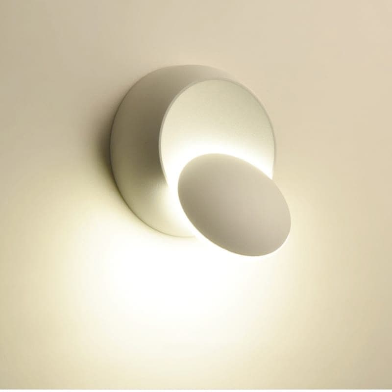 LED Wall Lamp 360 Degree Rotation Adjustable Bedside Light White Black Creative Wall Lamp Black Modern Aisle Round Lamp, Color Temperature:warm white (WHITE)
