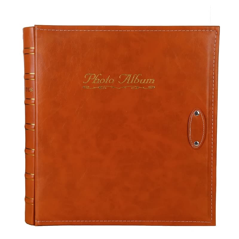 6 inch 500 Sheets Interstitial PP Album PU Leather Retro Bronzing Cover Photo Album (Orange)