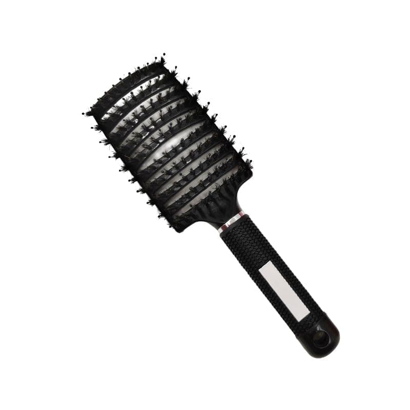 Retro Boar Bristles Hairdressing Big Curved Comb Curly Hair Massage Comb (Black)