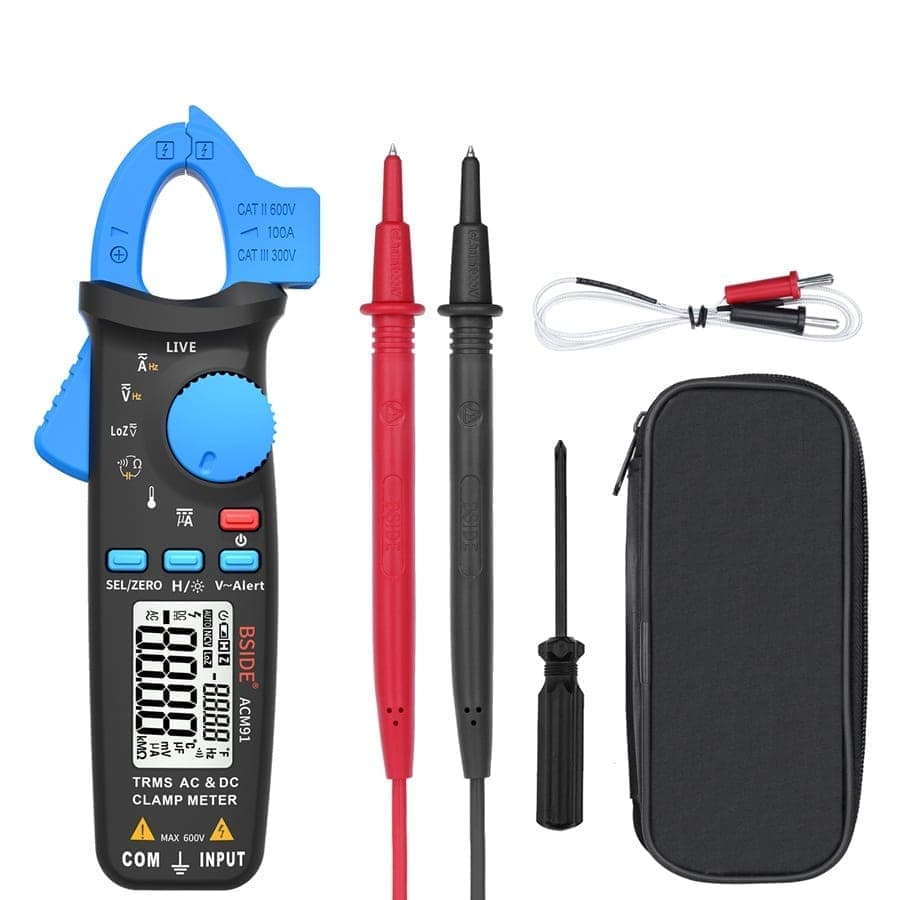 BSIDE ACM91 Digital Clamp Meter AC/DC Current 1mA True RMS Auto Range Capacitor Tester Multimeter (Blue)