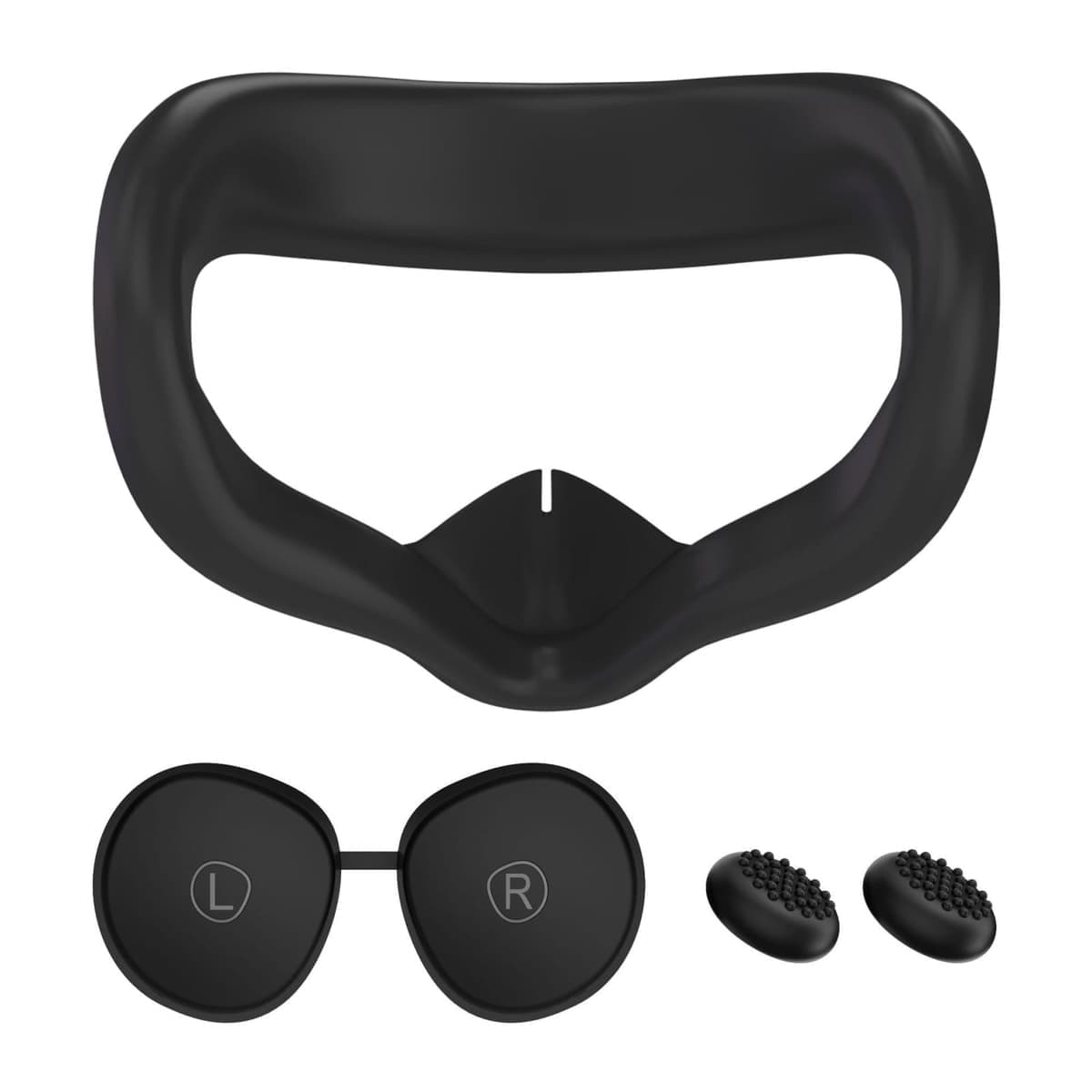 VR Silicone Eye Mask+Lens Protective Cover+Joystick Hat, For Meta Quest 2 (Black)