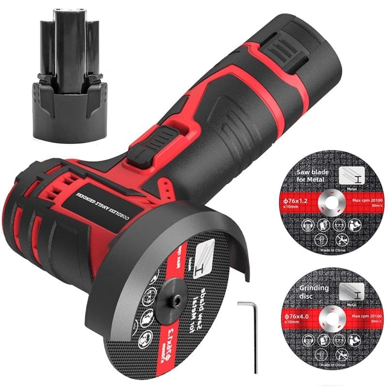 HILDA 12V 3 Inch Li-Ion Angle Grinder Home Cutting And Sanding Machine, EU Plug, Model: Plastic Package With 1 Battery