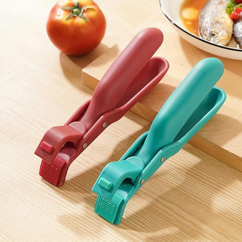 LsCook Household Anti-Scald Dish Clip Kitchen Non-Slip Insulated Plate Holder (Green)
